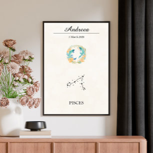Personlig Boho Fiskarna Stjärnbild Konstellation Poster