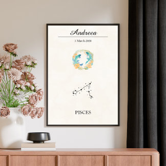 Personlig Boho Fiskarna Stjärnbild Konstellation Poster