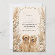 Personlig Boho Golden Retriever Bröllopsinbjudan