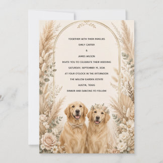Personlig Boho Golden Retriever Bröllopsinbjudan Inbjudningar