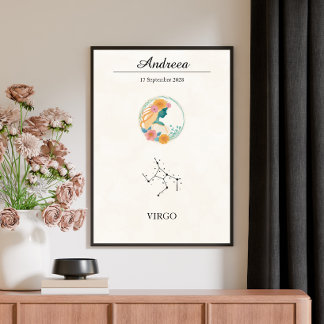 Personlig Boho Jungfrun Zodiak Stjärnbild Poster