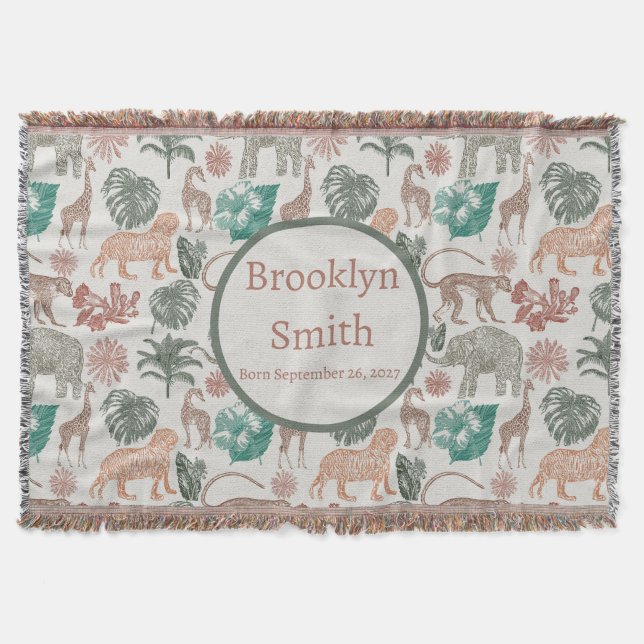 Personlig Boho Jungle Safari Filt (Framsidan)