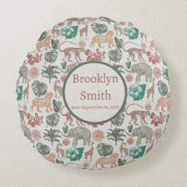 Personlig Boho Jungle Safari Rund Kudde