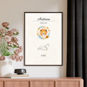 Personlig Boho Lejon Zodiakusstjärnbild Poster