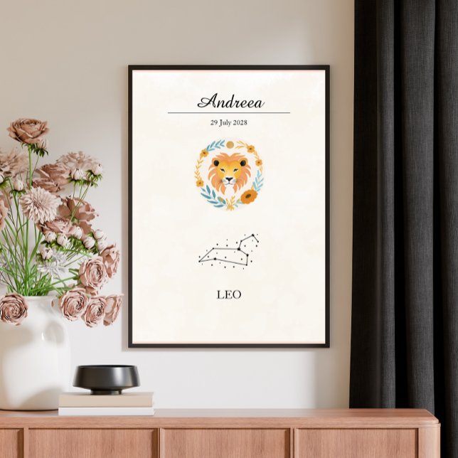 Personlig Boho Lejon Zodiakusstjärnbild Poster (Skapare uppladdad)