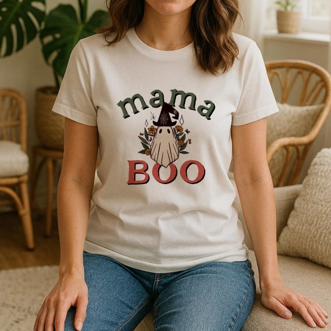 Personlig Boho Mamma Boo Cute Ghost Halloween T Shirt (Skapare uppladdad)