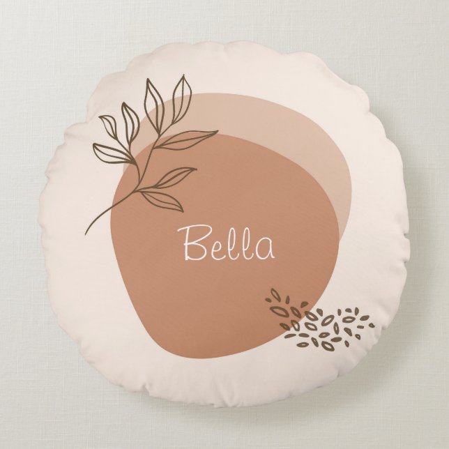 Personlig boho minimalist rund kudde (Framsidan)