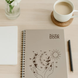 Personlig Boho Moon & Sun Spiral Anteckningsbok
