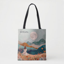Personlig Boho Moonlit Tote Bag - Anpassat namn Tygkasse
