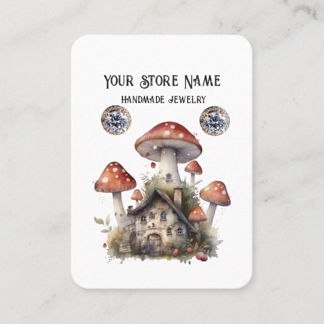 Personlig Boho Mushroom Jewelry Visning Visitkort (Framsida)