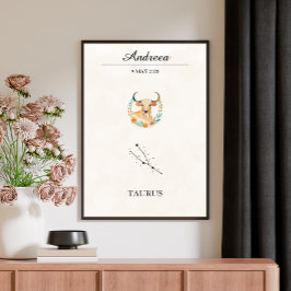 Personlig Boho Oxen Zodiak Stjärnbild Poster