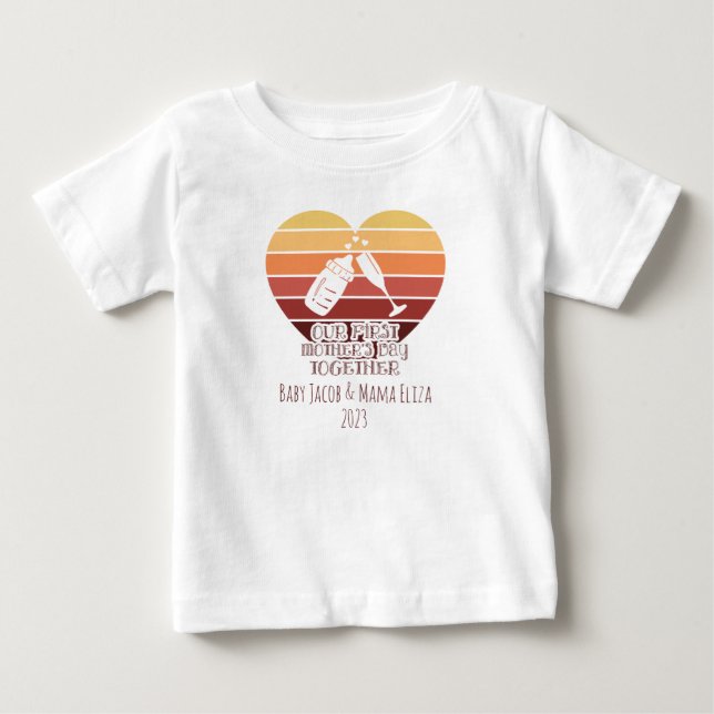 Personlig Boho Palette Heart 1:a Mors dag T Shirt (Framsida)