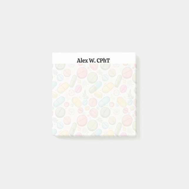Personlig Boho Pharmacy 3x3 Fästiga anteckningar Post-it Block (Framsida)