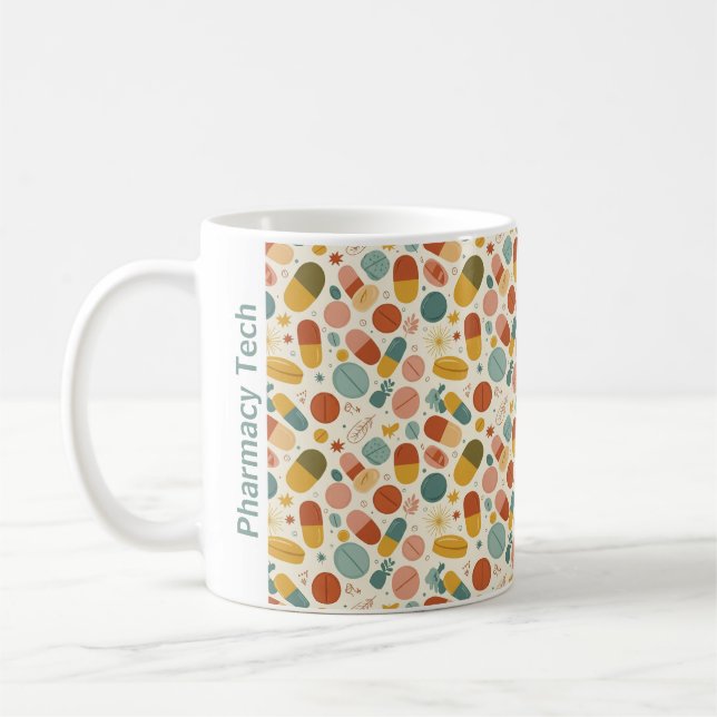 Personlig Boho Pharmacy Tech Anpassningsbar CPhT Kaffemugg (Vänster)