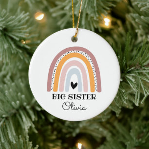 Personlig Boho Rainbow Big Sister Julgransprydnad Keramik