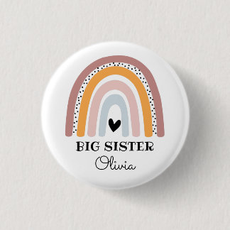 Personlig Boho Rainbow Big Sister Knapp