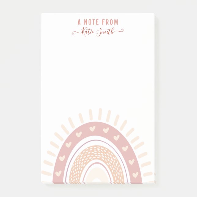 Personlig Boho Rainbow Calligraphy Teacher Post-it Block (Framsida)