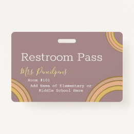 Personlig Boho Rainbow Hall Pass Badge