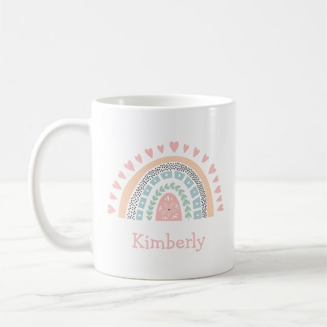 Personlig Boho Rainbow Kaffemugg (Vänster)