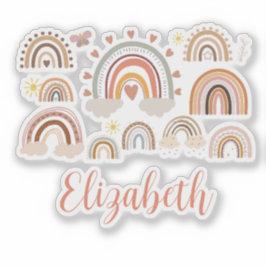 Personlig Boho Rainbow Kids Klistermärken