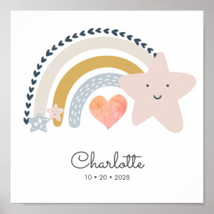 Personlig Boho Rainbow Namn Födelsedatum Poster