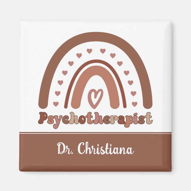 Personlig Boho Rainbow Psychoterapist Magnet (Framsidan)