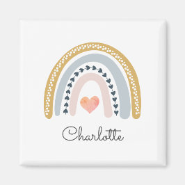 Personlig Boho Rainbow Watercolor Magnet