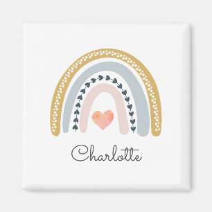 Personlig Boho Rainbow Watercolor Magnet