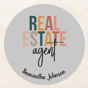 Personlig Boho Real Gods Agent Gift Underlägg Papper Rund