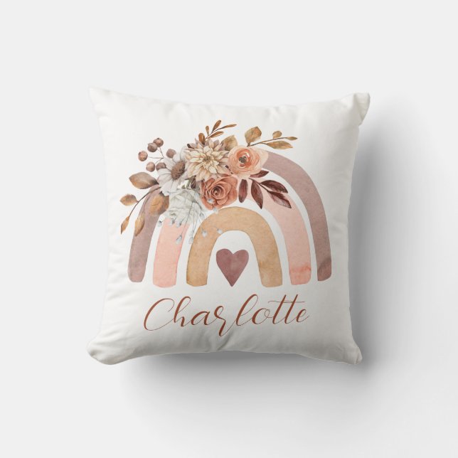 Personlig Boho Rust Terracotta Rainbow Kudde (Framsida)