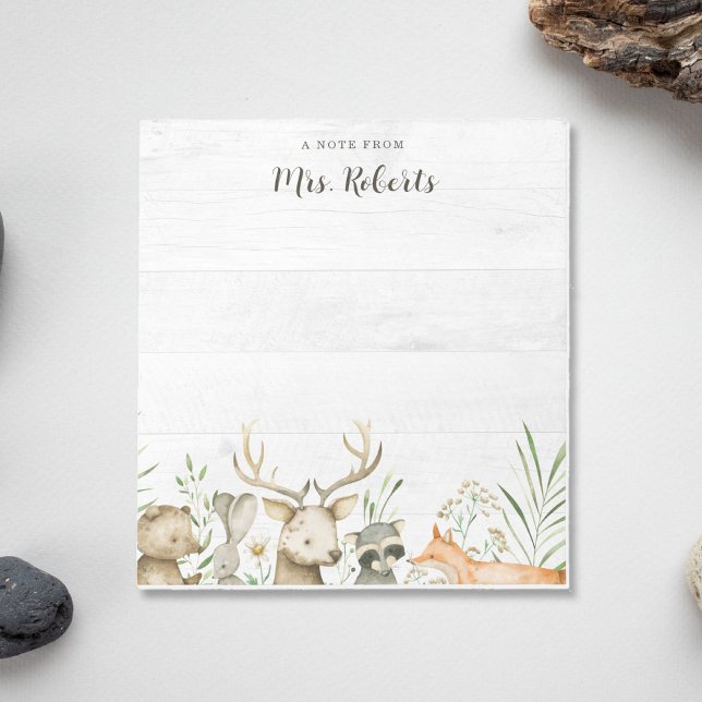 Personlig Boho Rustic Wildlife Teacher Anteckningsblock (Skapare uppladdad)