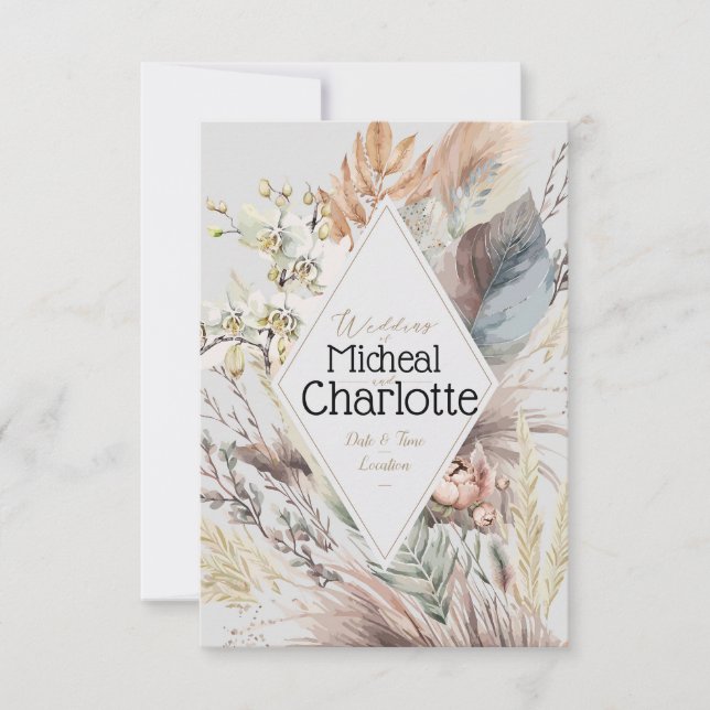 Personlig Boho Stil Bröllop Inbjudningar (Framsida)