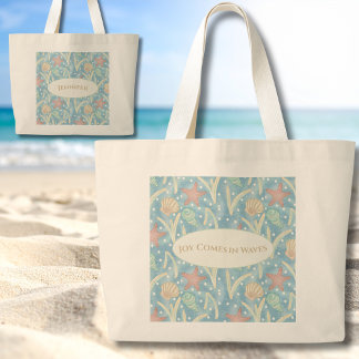Personlig Boho strandhandväsk – sjöstjärnskepsor Jumbo Tygkasse