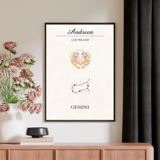 Personlig Boho Tvillingarna Stjärntecken Konstella Poster (Skapare uppladdad)