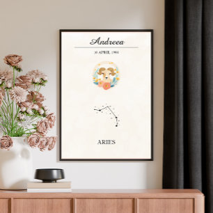 Personlig Boho Väduren Zodiak Stjärnbild Poster