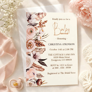 Personlig Boho Vildblomma Flickbaby Shower  Inbjudningar