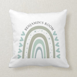 Personlig Boho Watercolor Blue Rainbow Nursery Kudde