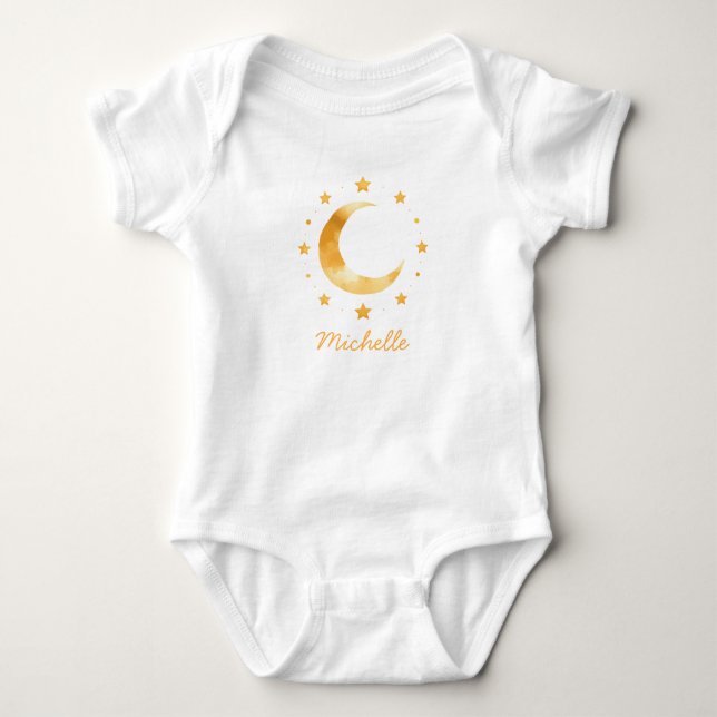 Personlig Boho Watercolor Måne & Stjärnor – Söt   T Shirt (Framsida)