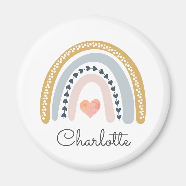 Personlig Boho Watercolor Rainbow Magnet (Framsidan)