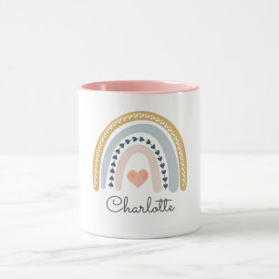 Personlig Boho Watercolor Rainbow Mugg