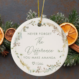 Personlig Boho Wildbloms Tack jul Julgransprydnad Keramik