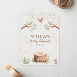 Personlig Boho Woodland Baby Shower Bakgrund Anteckningskort