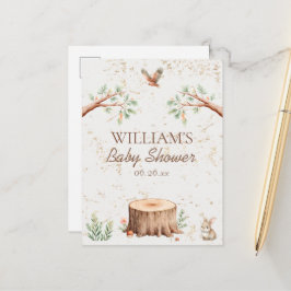 Personlig Boho Woodland Baby Shower Bakgrund Meddelande Vykort