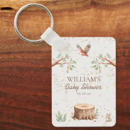 Personlig Boho Woodland Baby Shower Bakgrund Nyckelring