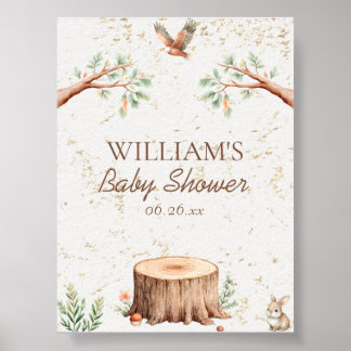 Personlig Boho Woodland Baby Shower Bakgrund Poster