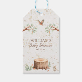 Personlig Boho Woodland Baby Shower Bakgrund Presentetikett