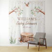 Personlig Boho Woodland Bakgrund för Baby Shower