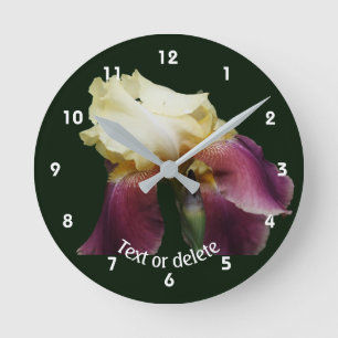 Personlig böjd skäggirisblomma rund klocka