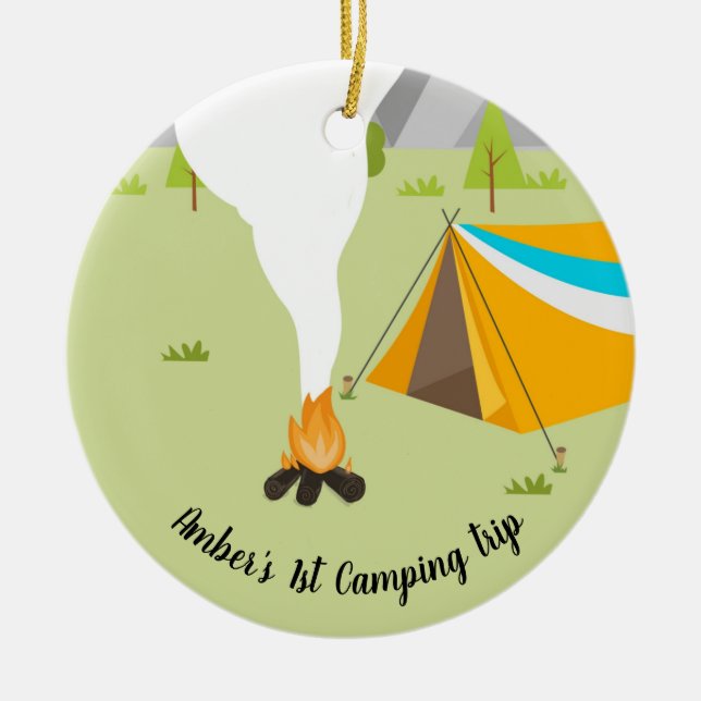 Personlig Bok med campingtema Julgransprydnad Keramik (Framsidan)