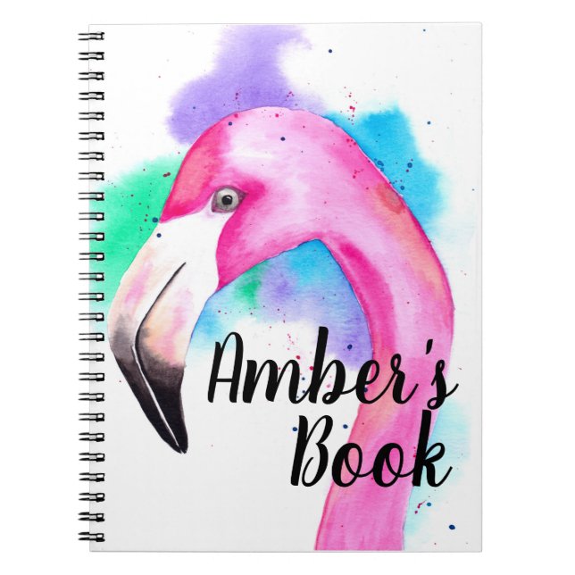 Personlig Bok med flamingo vattenfärg Anteckningsbok (Framsidan)